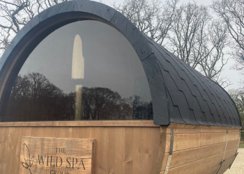 Exterior of Wild Spa Group log sauna