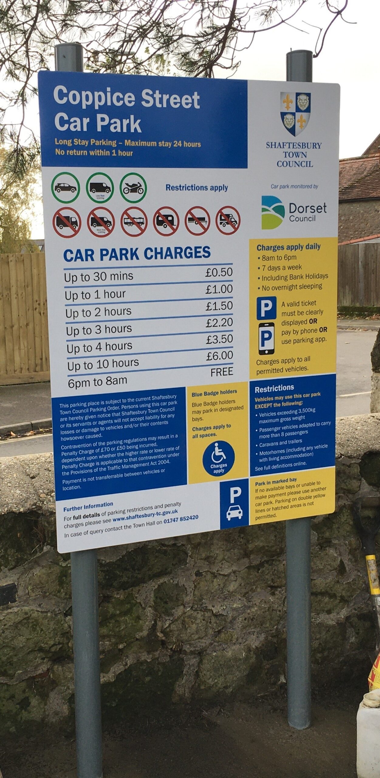 Image of the parking charges at Coppice St