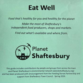 Front cover of Eat Well leaflet 2026 from Planet Shaftesbury