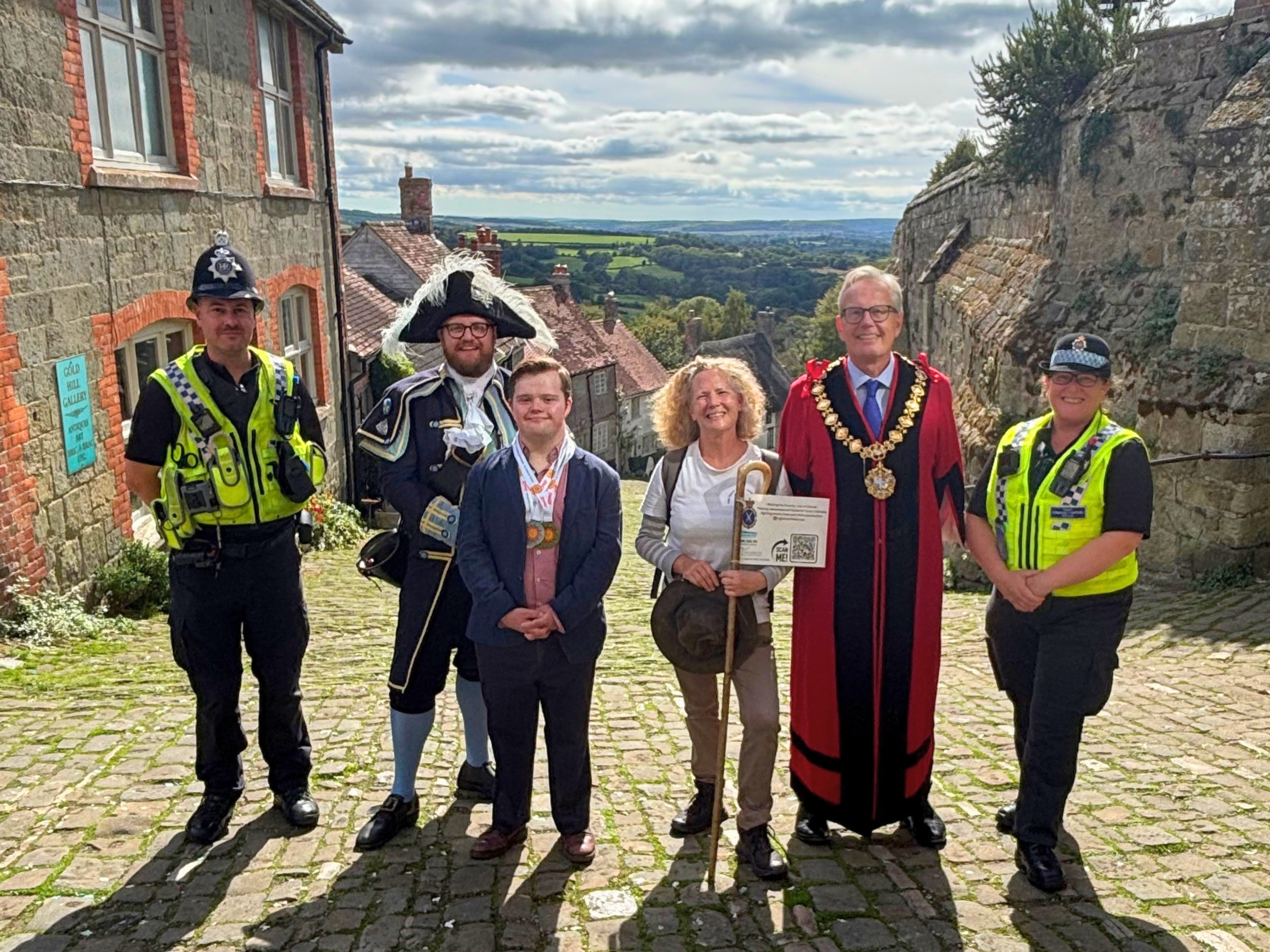High Sheriff of Dorset and Mayor of Shaftesbury on Gold Hill, Shaftesbury