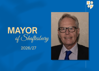 Mayor of Shaftesbury 2026-27 with photo of Cllr Andy Hollingshead