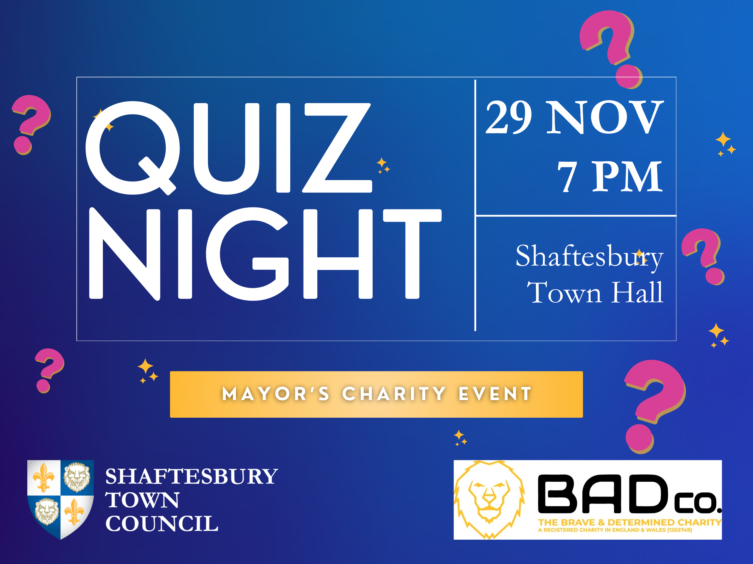 Mayor announces Charity Quiz night to raise money for The Brave and Determined charity