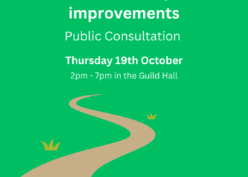 Image showing the public consultation for the St James' Park path improvements on Thursday 19th October, 2pm -7pm in the Guildhall