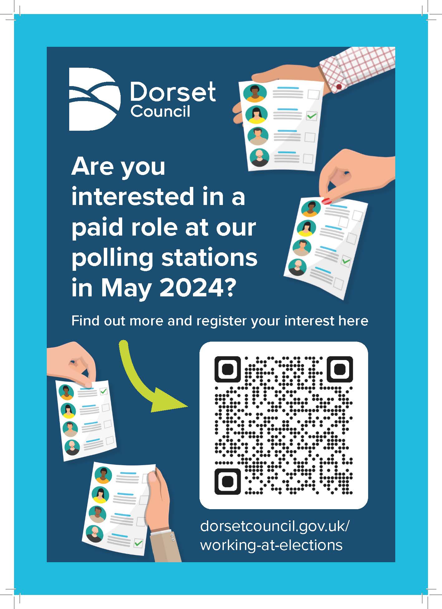 Working at May elections for Dorset Council poster